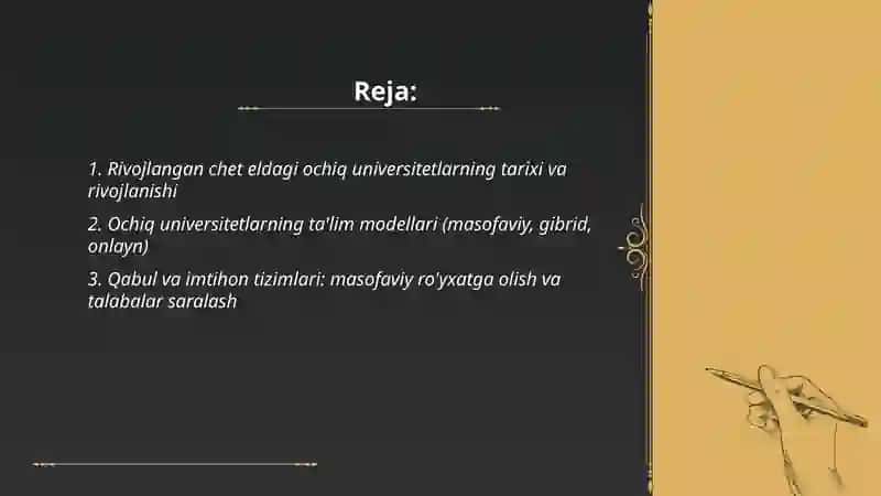 Rivojlangan chet eldagi ochiq universitetlar 2