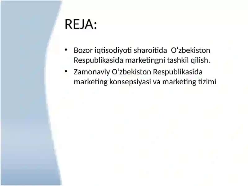 Marketingning O`zbekiston korxonalarida xususiyatlari 2