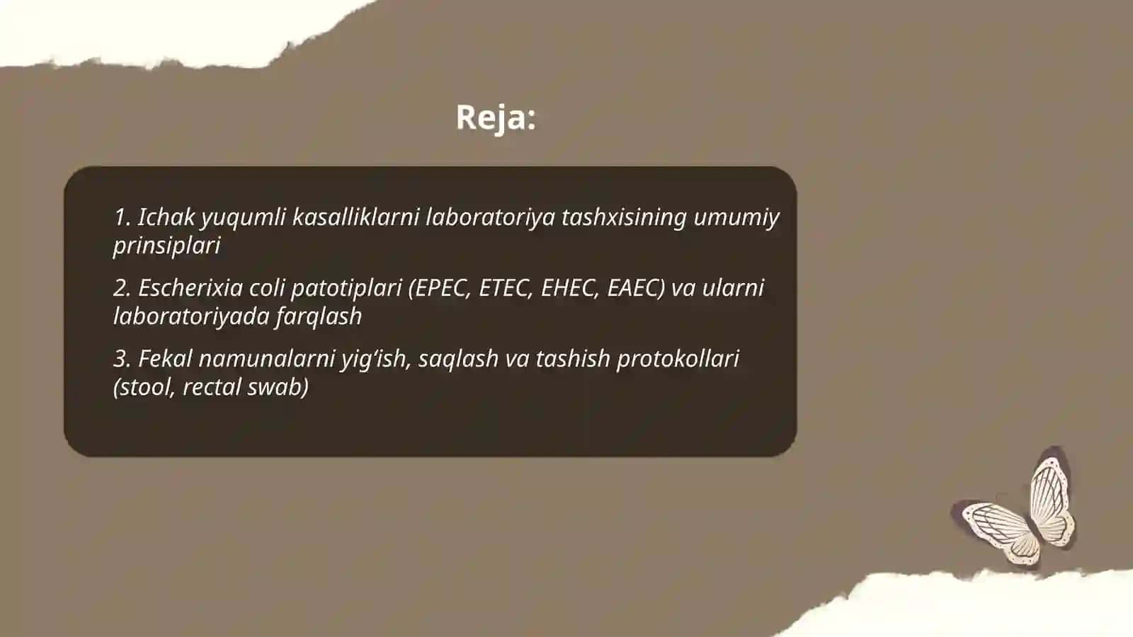 Ichak yuqumli kasallik qo’zgatuvchilari:esherixiozlar,ich burug’ kasalliklarini laboratoriya tashxisi 2