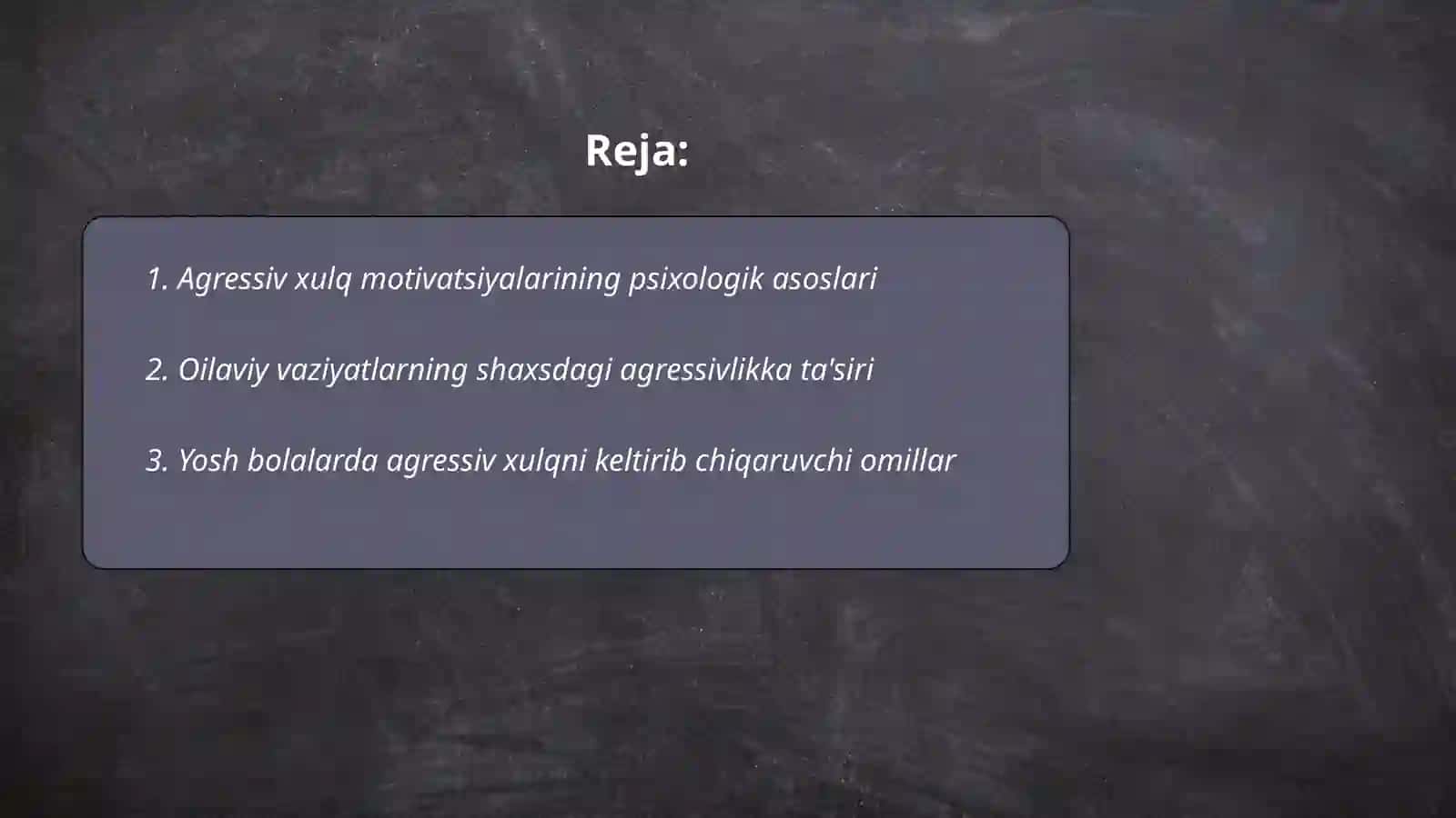 Shaxsdagi agressiv xulq motivatsiyalari 2