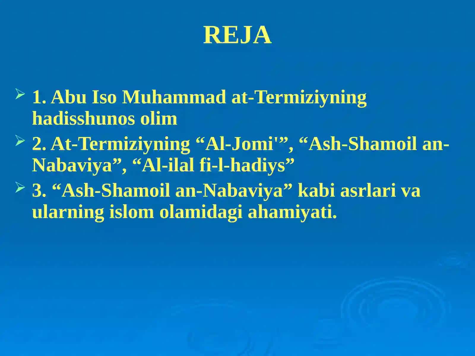 ABU ISO MUHAMMAD AT-TERMIZIYLARNINGHAYOTI VA ILMIY MEROSI 2