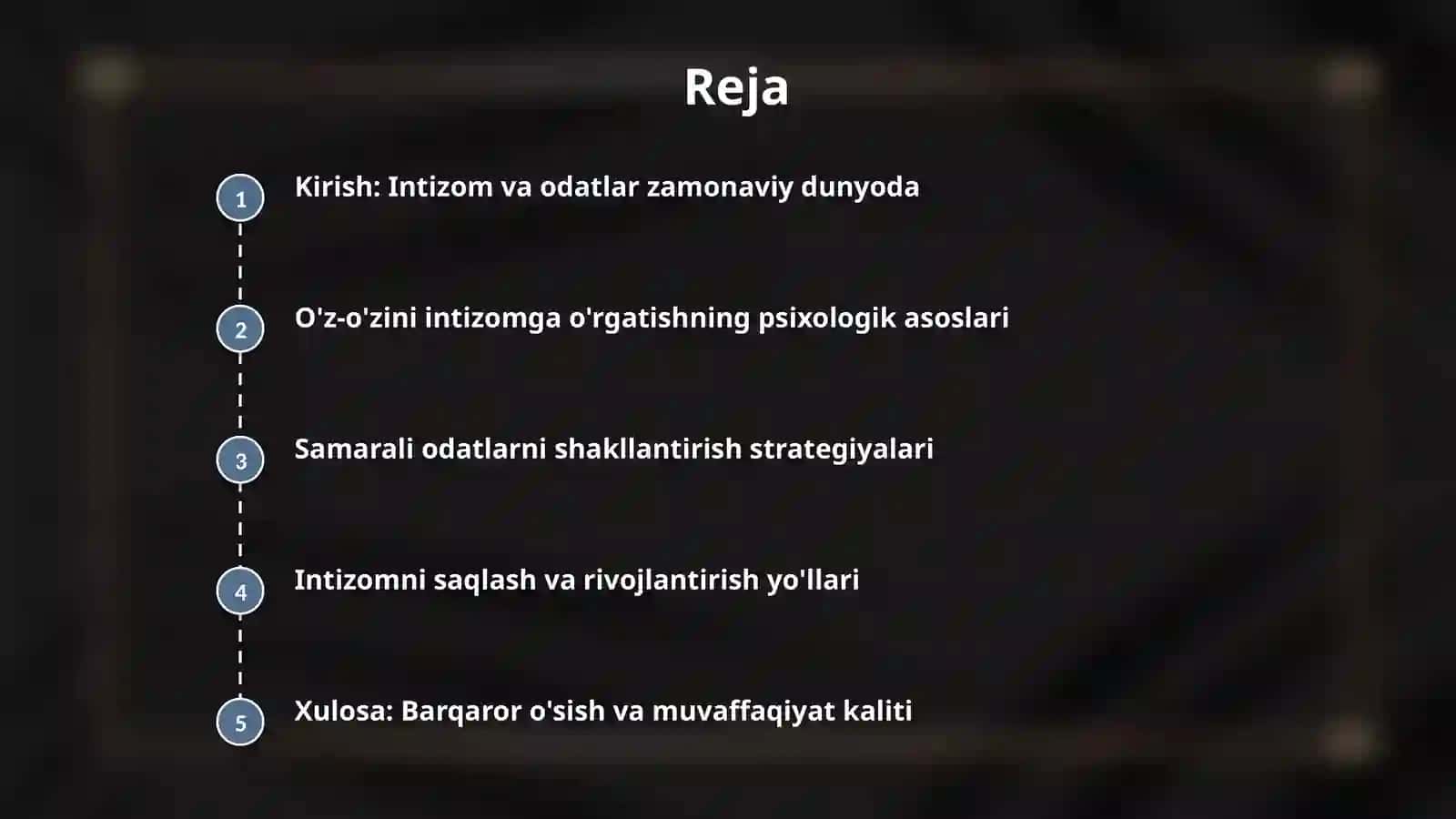 O'z-o'zini intizomga o'rgatish (Discipline) va kunlik odatlarni shakllantirish 2