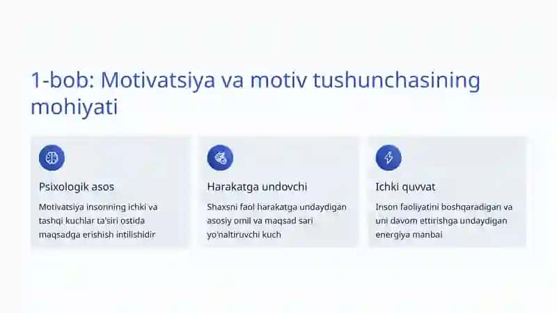 Motivatsiya va Ehtiyojlar: Inson Faoliyatining Harakatlantiruvchi Kuchlari 2