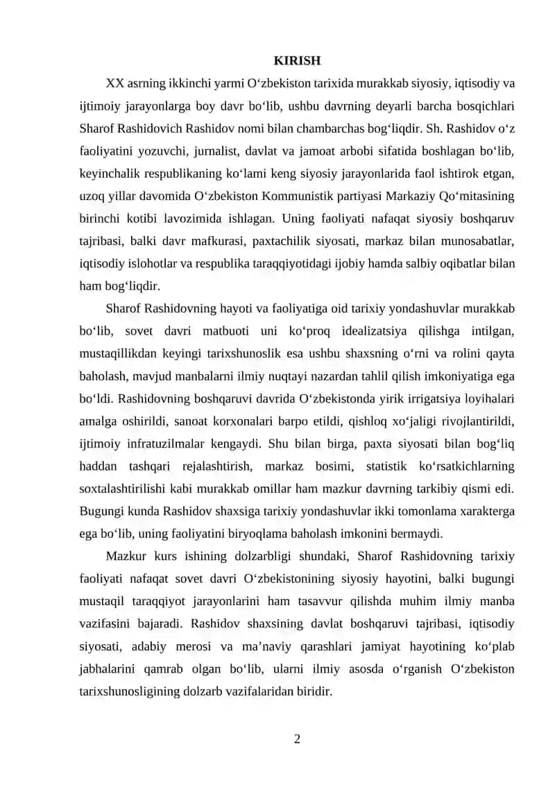 DAVLAT ARBOBI SH. R. RASHIDOVNING HAYOTI VA FAOLIYATI 2