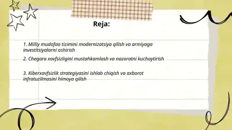 Milliy xavfsizlikni taminlash borasida amalga oshiriladigan ishlar 2