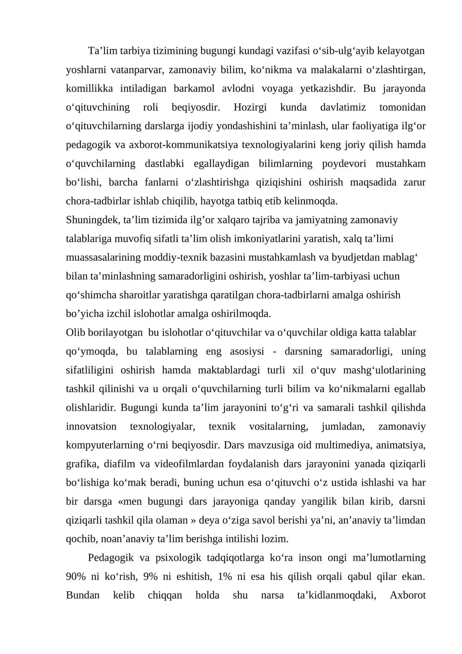 Boshlang'ich ta'limda fanlarni o'qitishda axborot texnologiyalaridan foydalanish 2