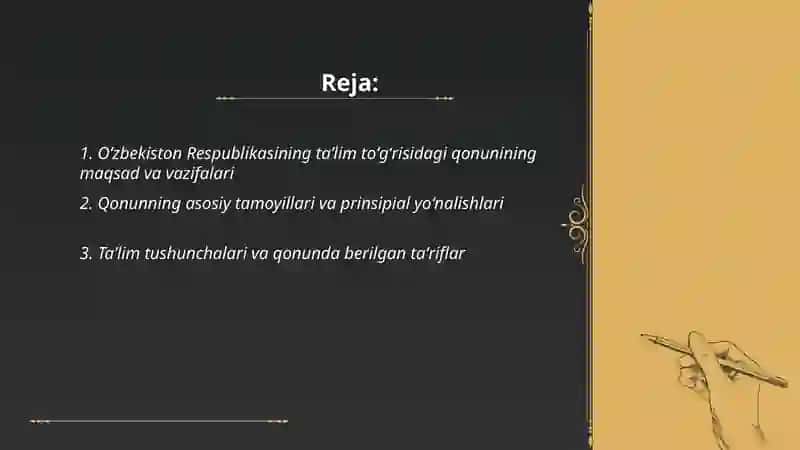 Oʻzbekiston Respublikasining taʼlim toʻgʻrisidagi qonuni va uning mohiyati 2