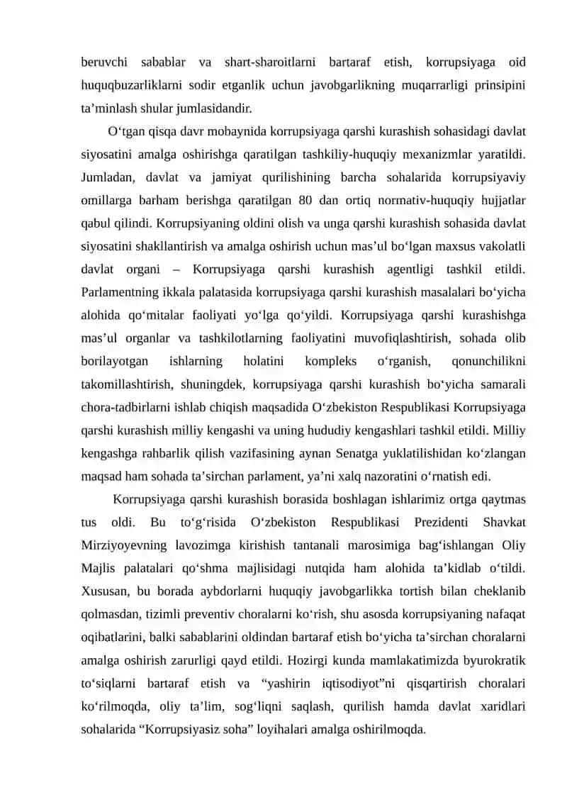 Korrupsiyaga qarshi kurashishga oid davlat siyosati 2