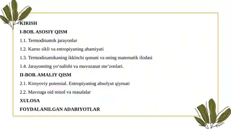 Termodinamikaning 2-qonuni 2