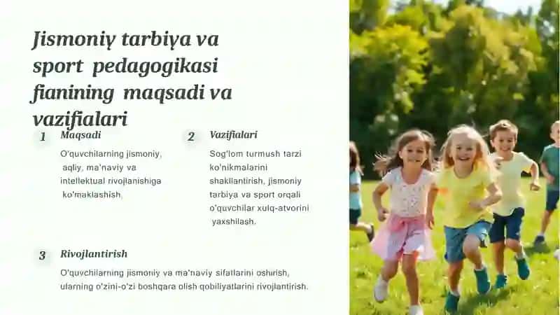 Mavzu:Jismoniy tarbiya va sport pedagogikasini fanining mazmuni asosiy kategoriyalari 2
