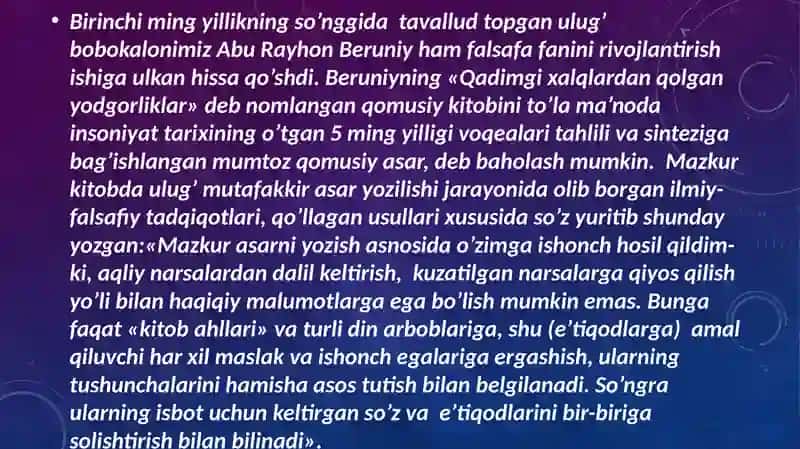 Abu Rayhon Beruniyning Falsafiy qarashlarida Olam va odam falsafiy tushunchasi 2