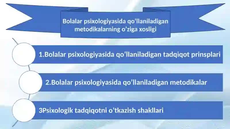 Bolalar psixologiyasi qoʻllanilayodgan metodikalar 2
