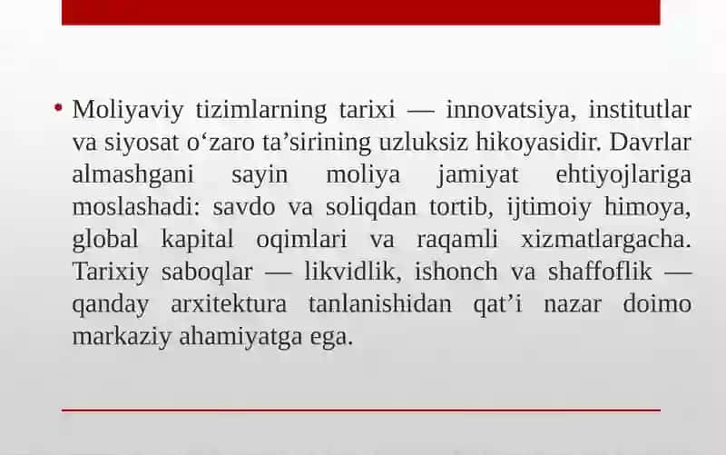 Moliyaviy tizimlar tarixi 2