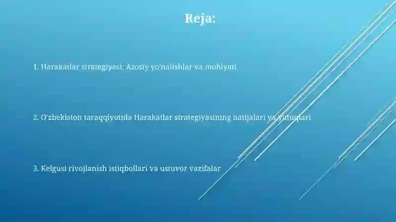 Oʻzbekiston respublikasini rivojlantirishda harakatlar strategyasining tutgan oʻrni 2