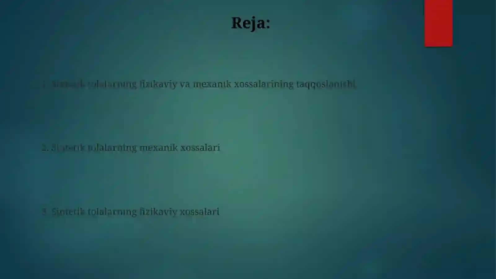 Sintetik tolalarning fizik mexanik xossalari 2