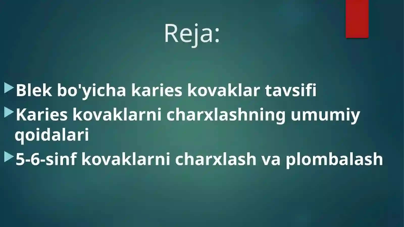 Fantomlarda V- VI sinf karioz bo‘shliqlarini charxlash va plombalash 2