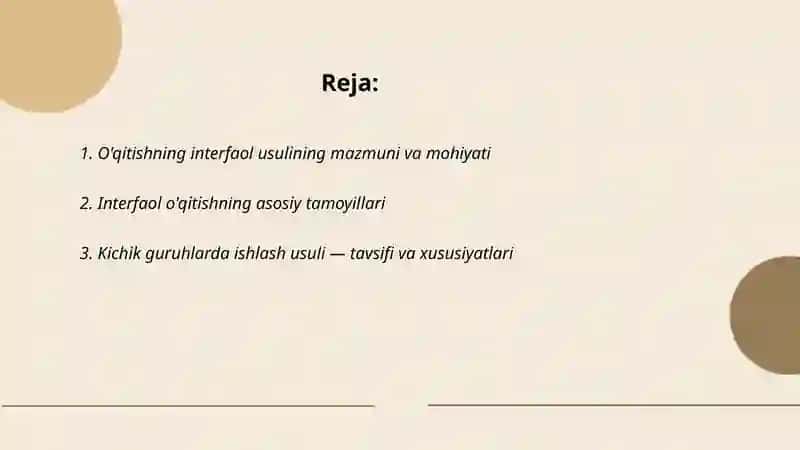 O'qitishning interfaol usullariga tafsiv 2