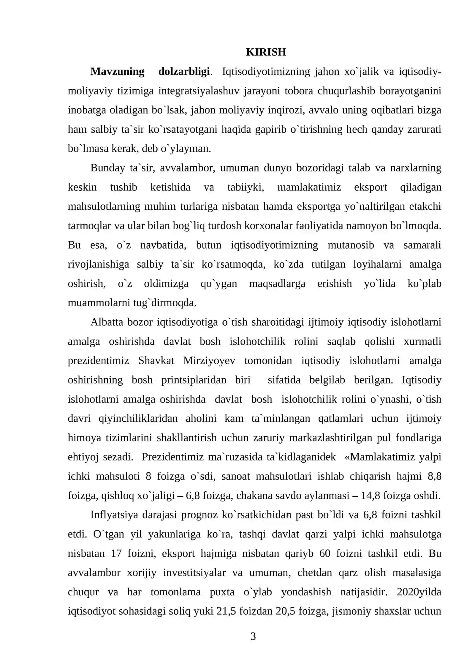 BOZOR IQTISODIYOTIDA ISHSIZLIK VA INFLYASIYA 2