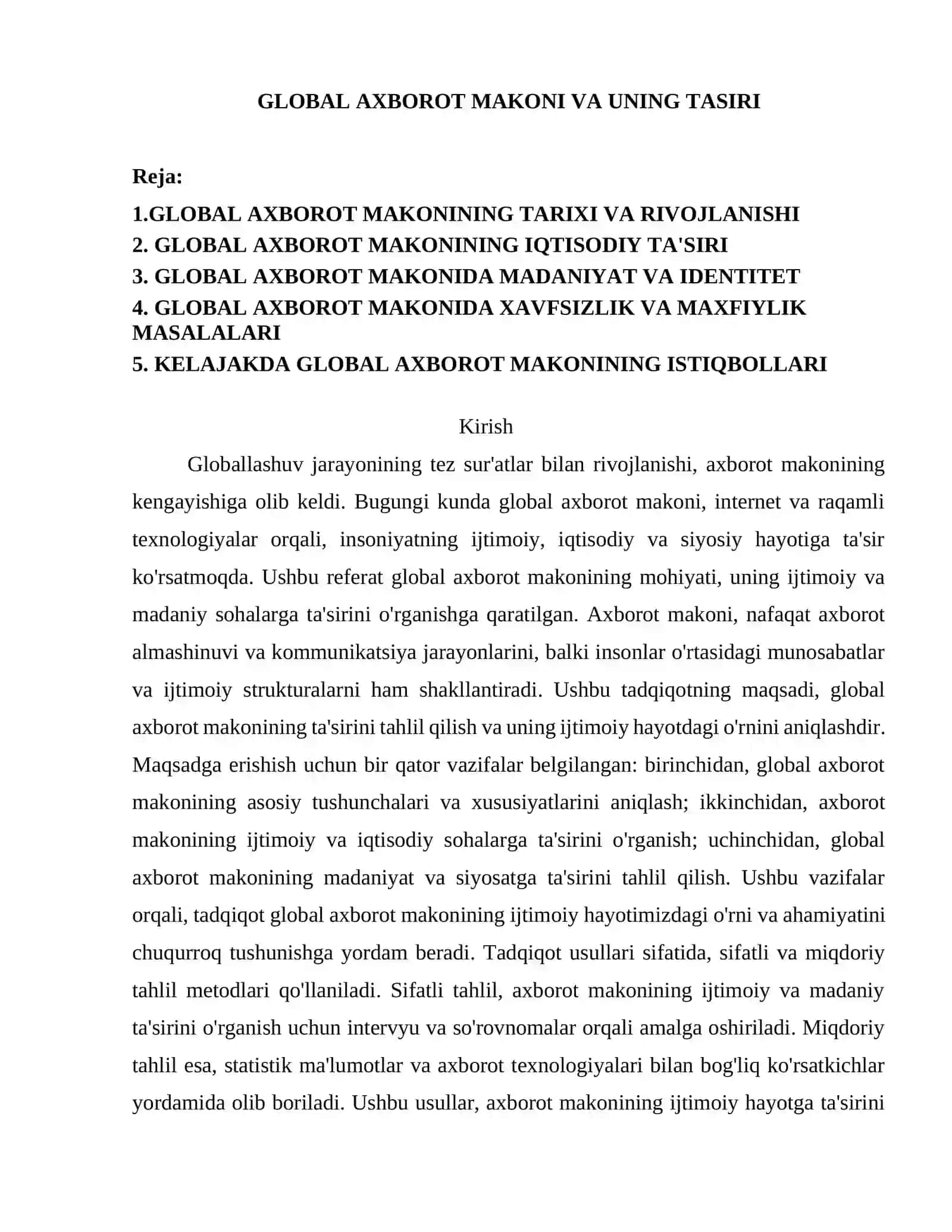 GLOBAL AXBOROT MAKONI VA UNING TASIRI 2