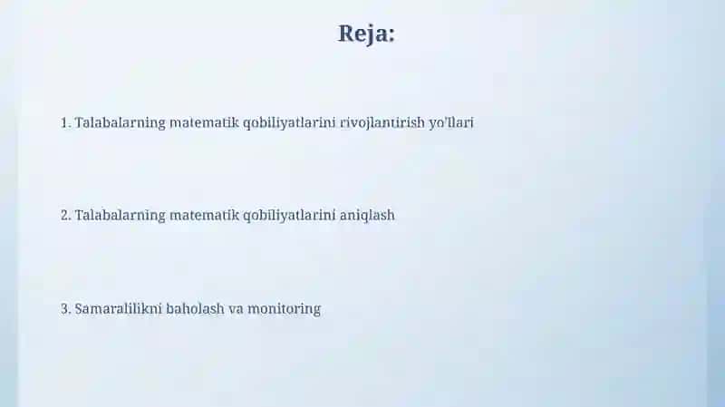 Talabalarning matematik qobiliyatlarini aniqlash va rivojlantirish 2