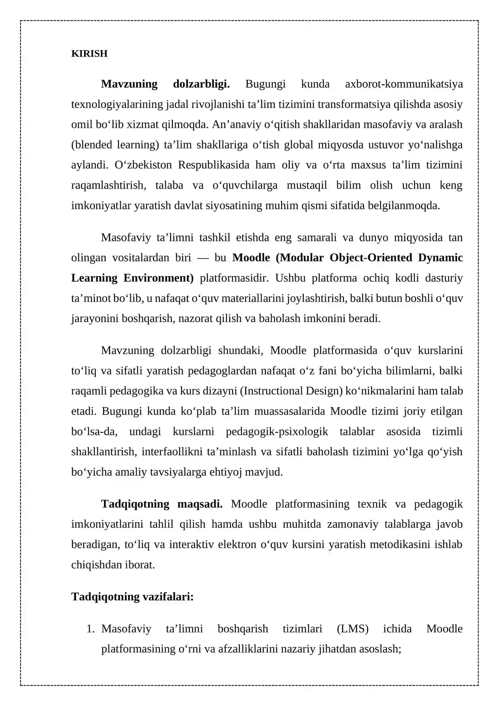 MOODLE PLATFORMASIDA TOʻLIQ KURS YARATISH 2