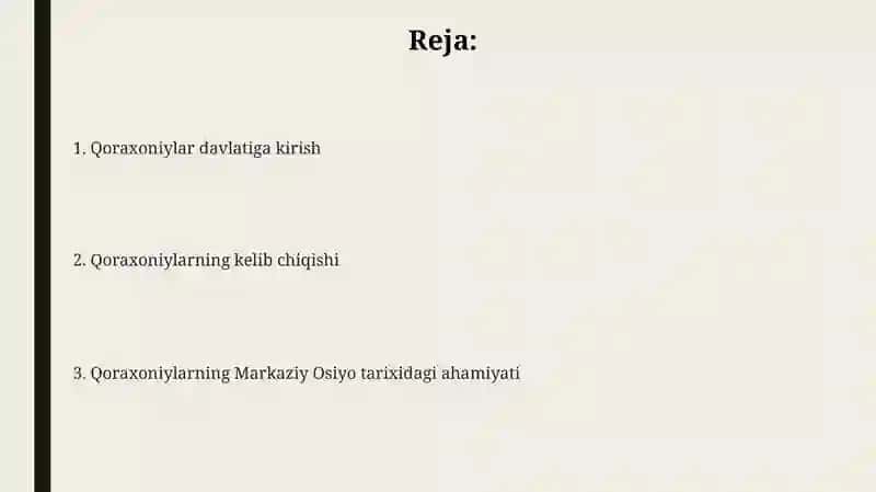 Qoraxoniylar davlati haqida 5 ta slayddan iborat PowerPoint uchun 2