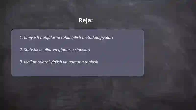 Ilmiy ish natijalari tahlili 2