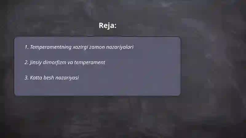 Temperament haqida xozirgi zamon nazariyalari 2