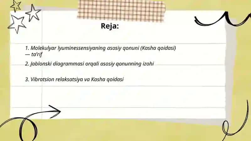 Molekulyar lyuminessensiyaning asosiy qonuni 2