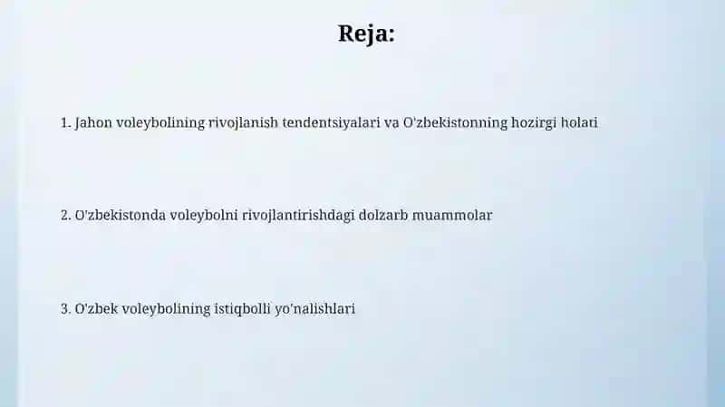 Jahon va Oʻzbekistonda voleybolni rivojlantirishning dolzarb muammolari 2