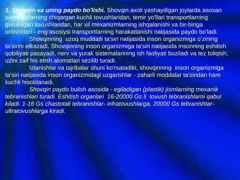 Shovqinning inson salomatligiga ta'siri 2