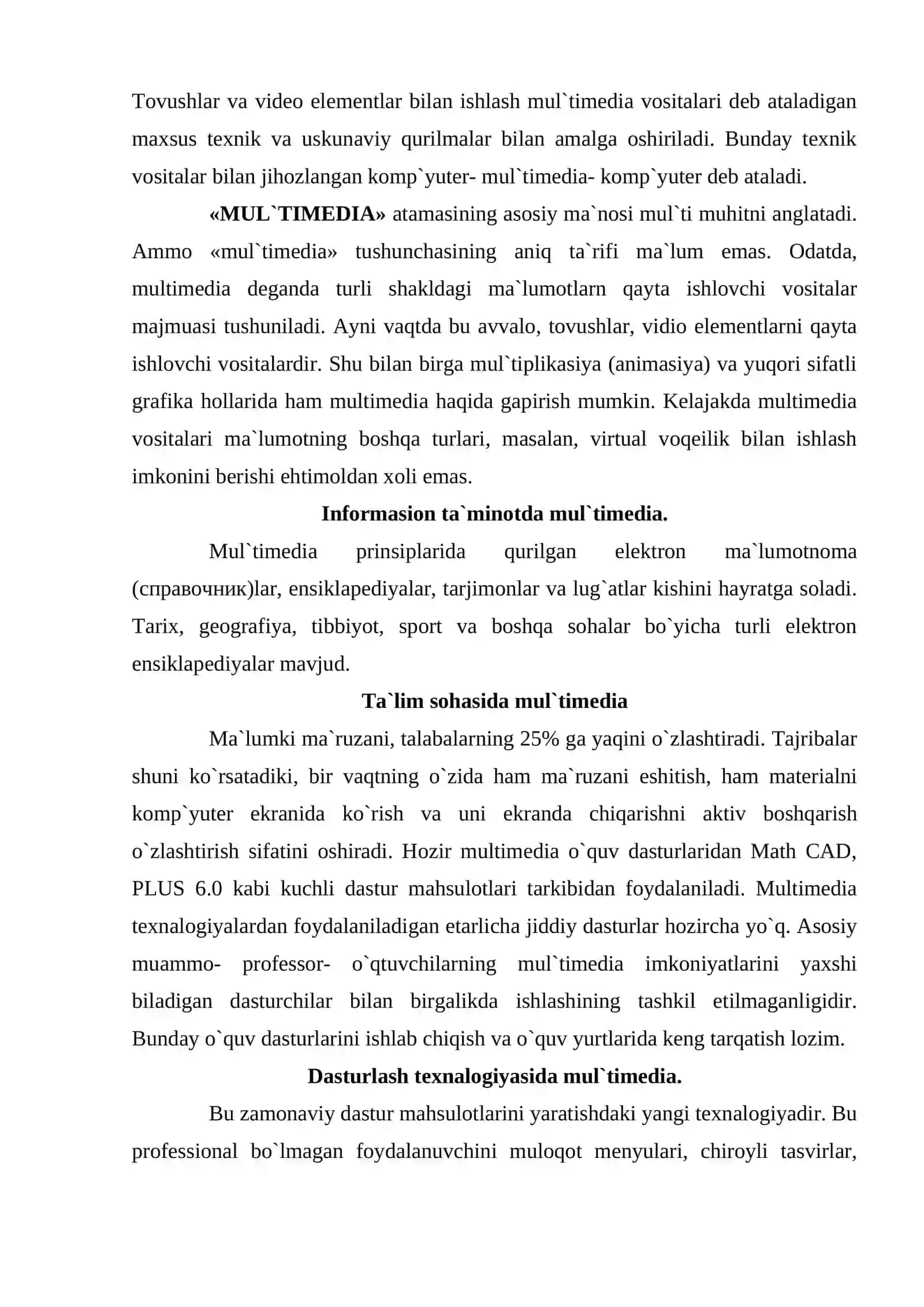 Multimediali ta'limni amaliyotga joriy etish tadbiq etish usullari xususiyatlari 2