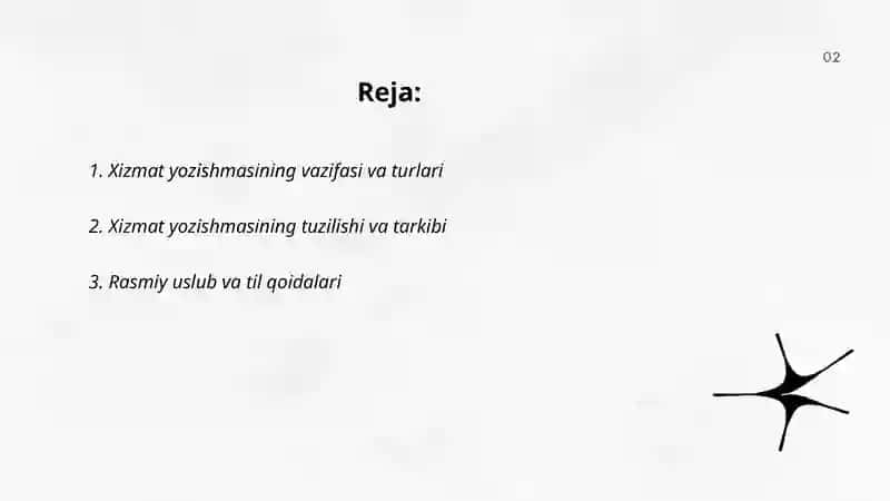 Xizmat yozishmalarini yozish texnologiyasi 2