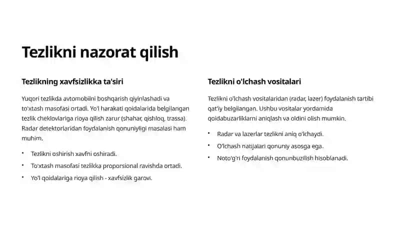 Avtomobil yo'llarida harakat xavfsizligini ta'minlash bo'yicha ko'rsatmalar 2