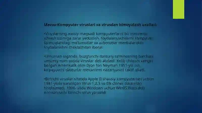 Kompyuter viruslari va virusdan himoyalash usullari 2
