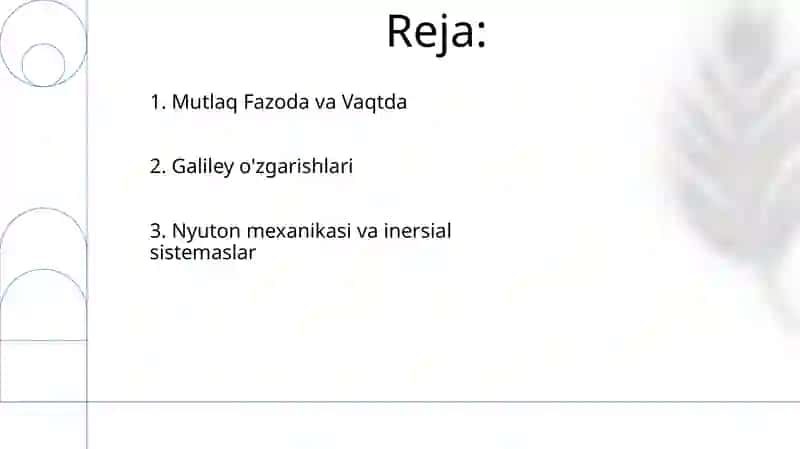 Klassik mehanikada fazo va vaqt xaqida tushuncha 2