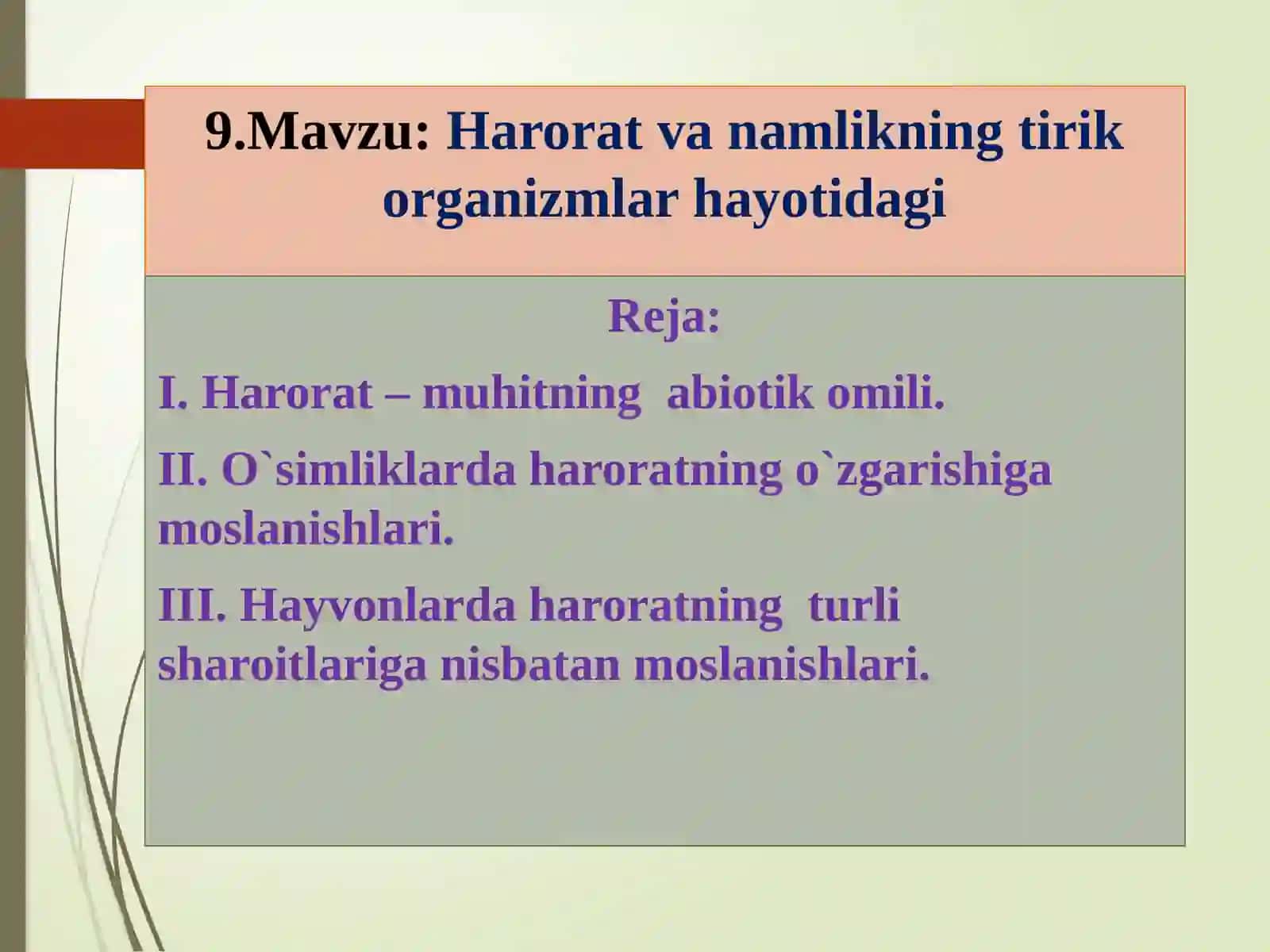 Harorat va Namlikning Tirik Organizmlar Hayotidagi Ahmiyati 2