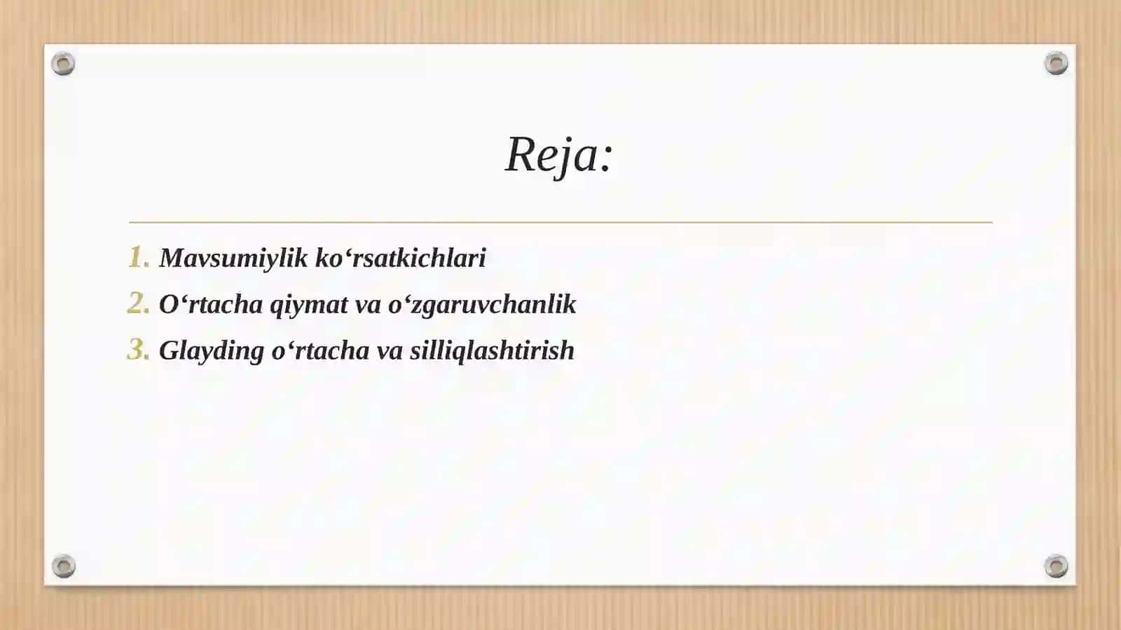 Vaqt qatorlari tahlil qilish ko‘rsatkichlari 2