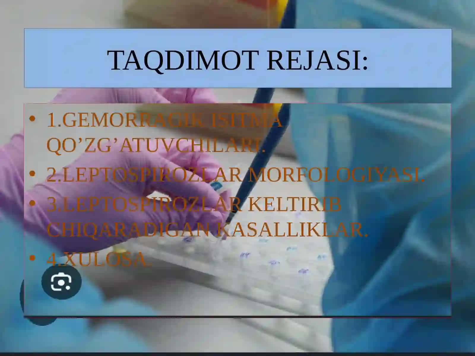 GEMORRAGIK ISITMA QO’ZG’ATUVCHILARI,PATOGENEZI,LABARATORIYA TASHXISI.LEPTOSPIROZLAR MORFOLOGIYASI,STRUKTURASI,TARQALGANLIGI,KELTIRIB CHIQARUVCHI KASALLIKLARI VA LABARATORI YA TASHXISI 2