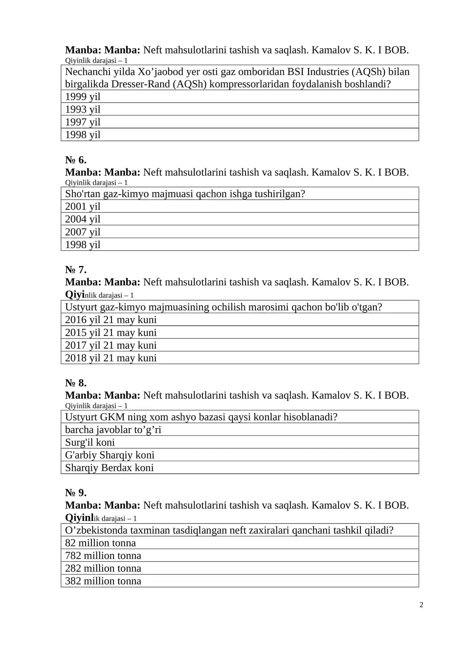 Gazlarni saqlash obyektlarini loyihalashtirish va ishlatish asoslari 2