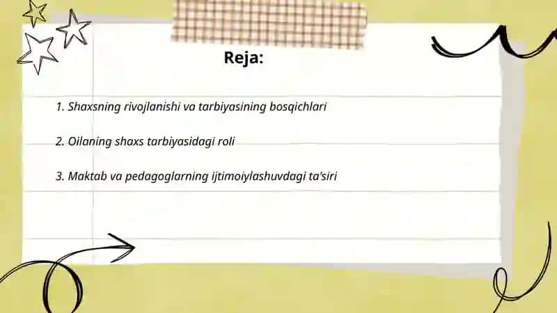Shaxsning rivojlanishi tarbiyasi va ijtimoiylashuvi 2