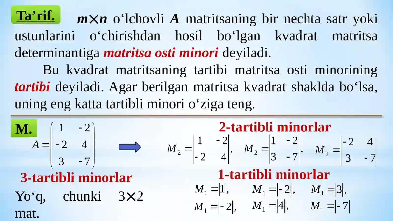 MATRITSA RANGI. TESKARI MATRITSA 2