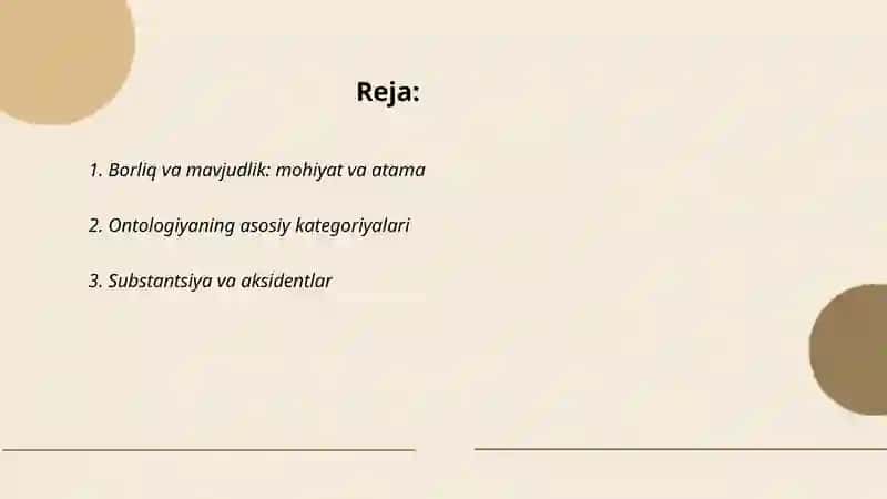 Borliq falsafasi. Ontologiya 2