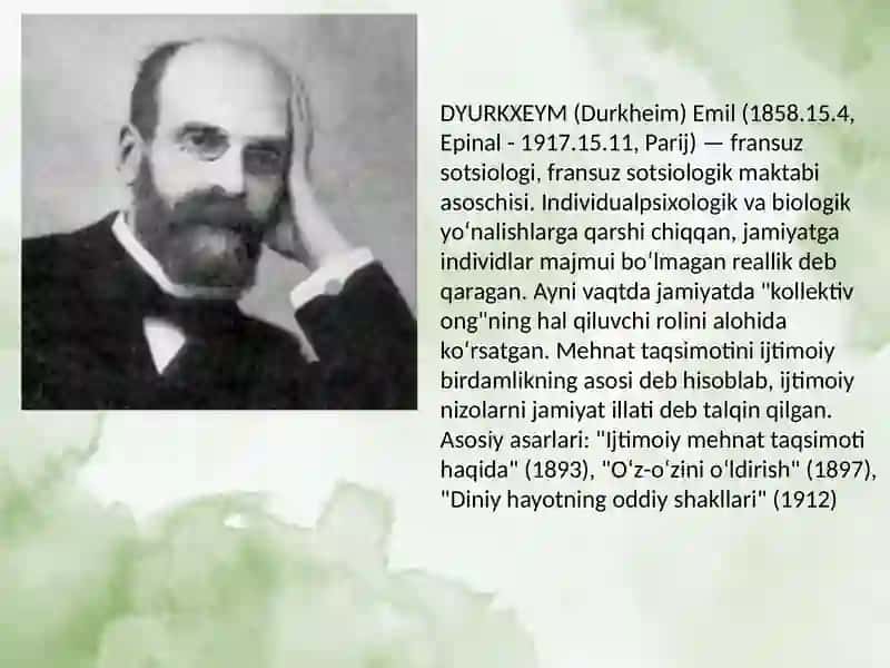 Emil Dyurkgeymning sotsiologik qarashlari 2