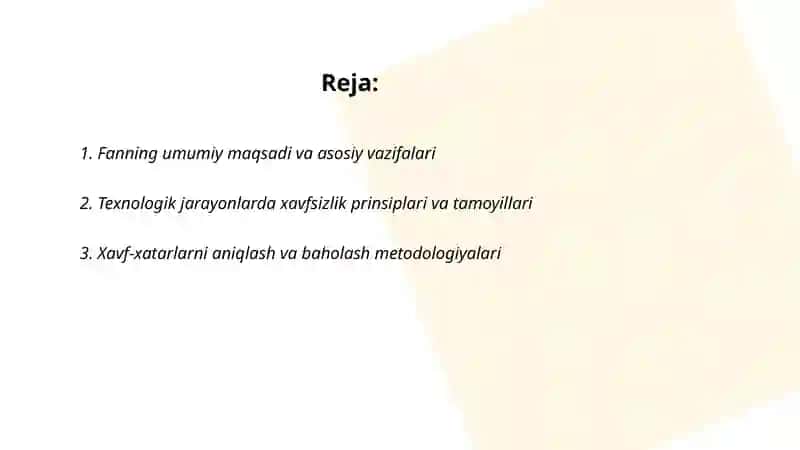 Texnologik jarayonda mehnat faoliyati xavfsizligi 2