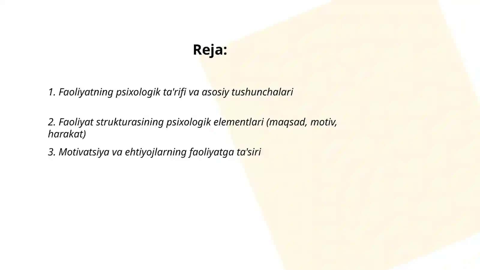 Faoliyatning psixologik tavsifi 2