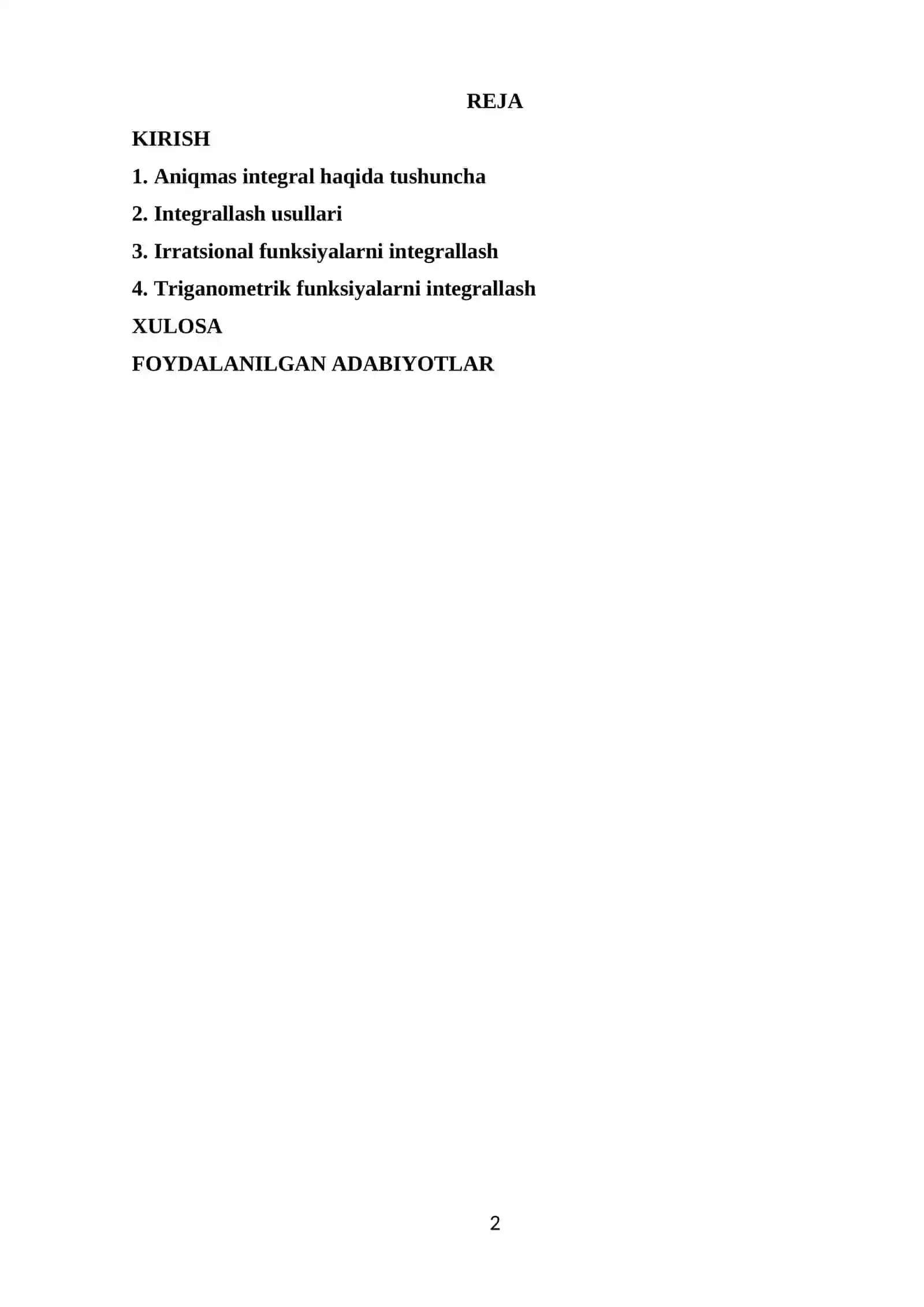 Irratsional va trigonometrik funksiyalarni integrallash 2