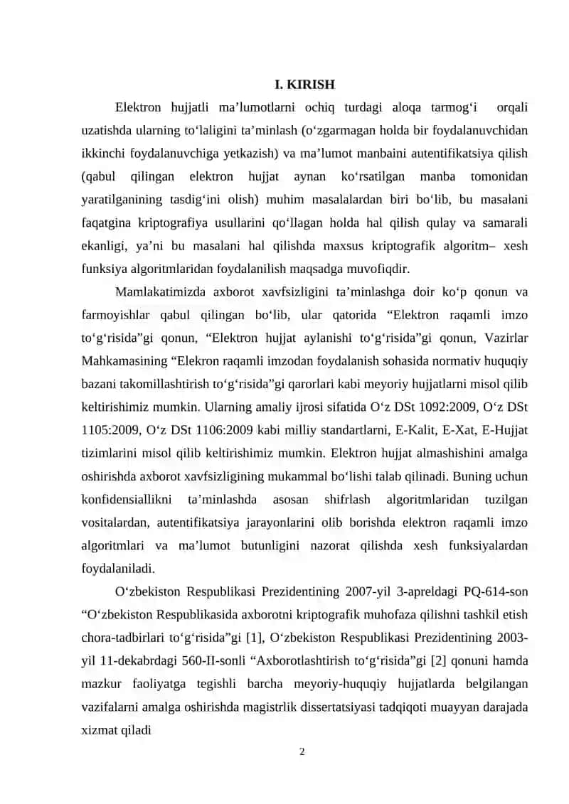 Xesh funksiya va uning axborotni himoyalash masalalarini yechishdagi o‘rni 2