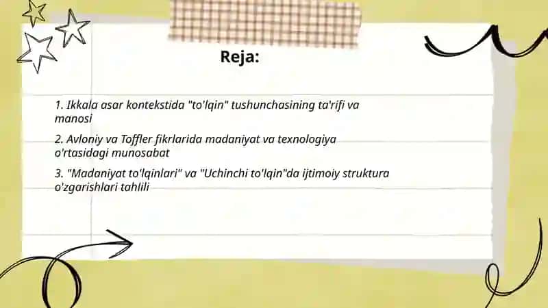 Madaniyat to'lqinlari maqolasi va E.Tofflerning Uchinchi to'lqin asarini qiyosiy tahlil etish 2