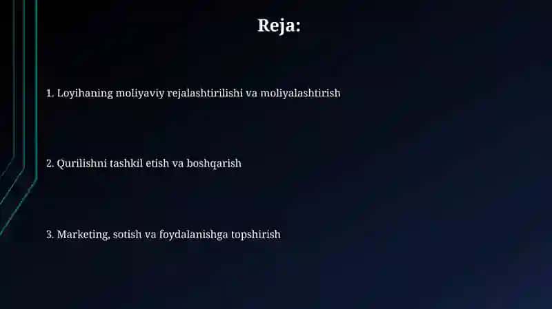 Turar joy komplekslari qurilishini tashkil etish va taqmiviy rejalashtirish 2